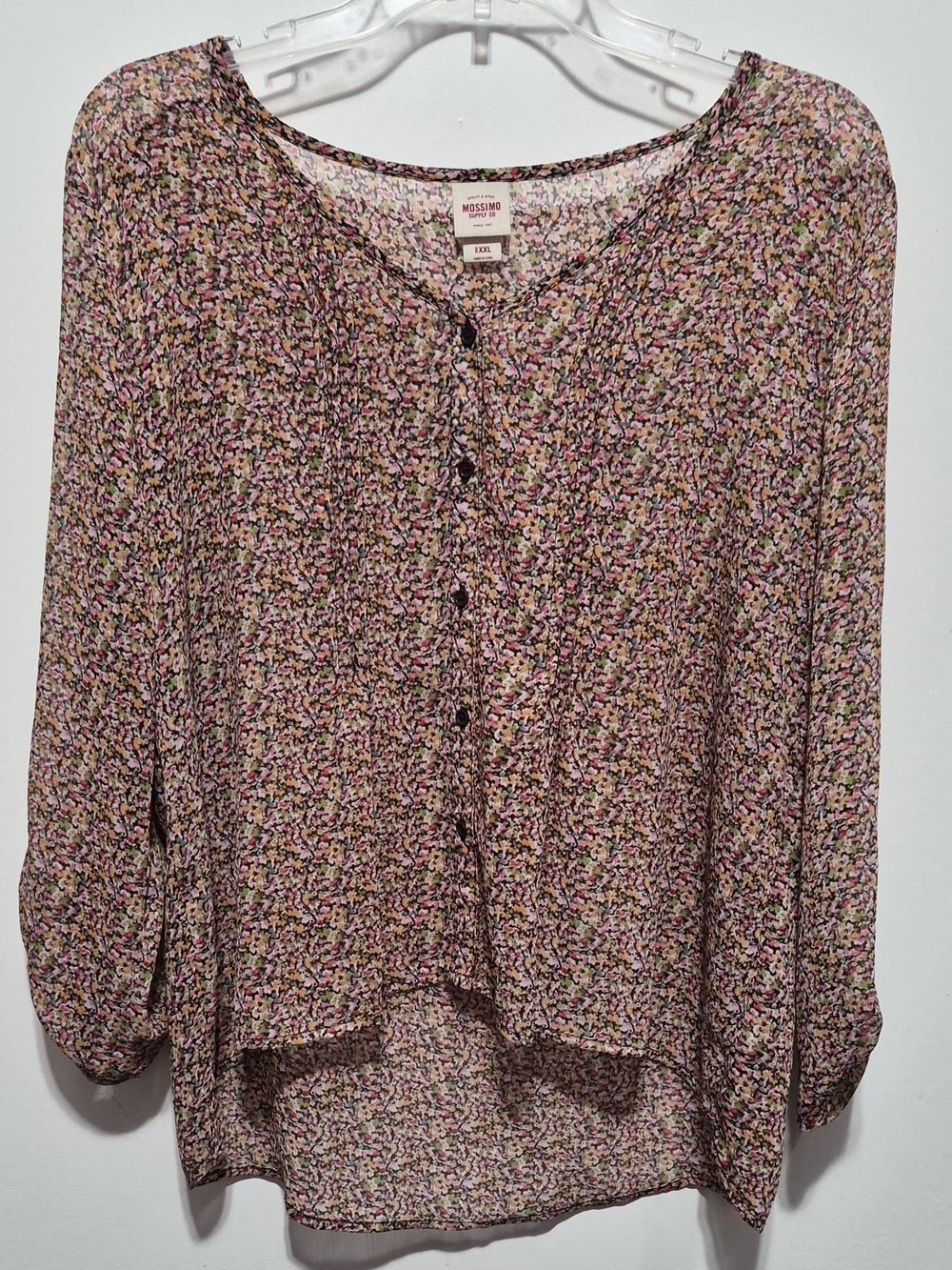Mossimo Supply Co. Pink Floral Button-Front Blouse